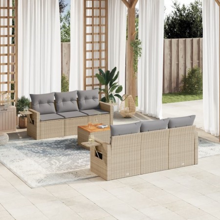 Juego de sofás jardín con cojines beige mezcla 7 pzas ratán PE de , Conjuntos de jardín - Ref: Foro24-3256787, Precio: 531,80...