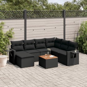 Set de sofás de jardín 8 piezas y cojines ratán sintético negro de , Conjuntos de jardín - Ref: Foro24-3257007, Precio: 506,2...