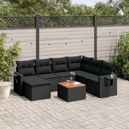 Set de sofás de jardín 8 piezas y cojines ratán sintético negro de , Conjuntos de jardín - Ref: Foro24-3257007, Precio: 506,2...