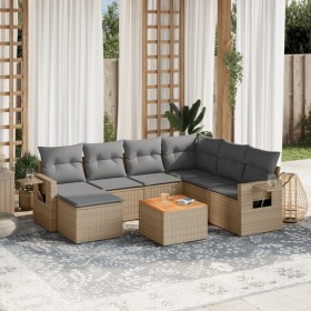 Juego de sofás jardín con cojines beige mezcla 8 pzas ratán PE de , Conjuntos de jardín - Ref: Foro24-3257011, Precio: 512,85...