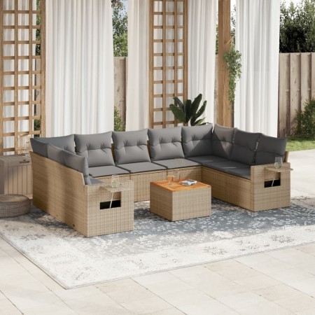 Juego de sofás jardín con cojines beige 10 pzas ratán sintético de , Conjuntos de jardín - Ref: Foro24-3257039, Precio: 672,1...