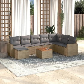 Juego de sofás jardín con cojines beige mezcla 9 pzas ratán PE de , Conjuntos de jardín - Ref: Foro24-3257032, Precio: 577,64...