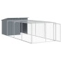 Caseta para perro con corral antracita 153x396x110 cm acero galvanizado en Casetas para perros | Comprar online en Foru.es