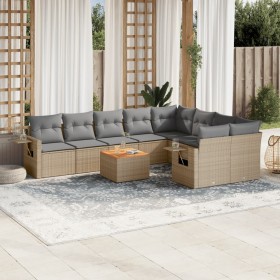 Juego de sofás jardín con cojines beige 10 pzas ratán sintético de , Conjuntos de jardín - Ref: Foro24-3257053, Precio: 672,1...