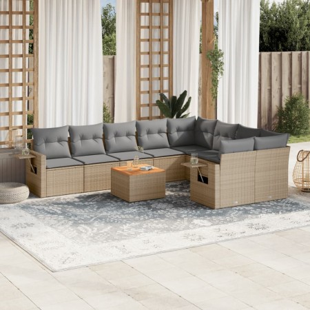 Juego de sofás jardín con cojines beige 10 pzas ratán sintético de , Conjuntos de jardín - Ref: Foro24-3257053, Precio: 672,1...