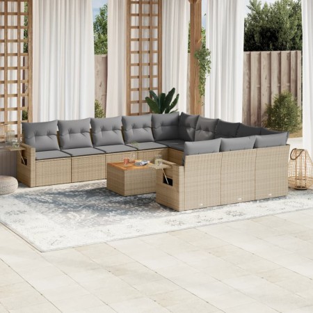 Juego de sofás jardín con cojines beige mezcla 12 pzas ratán PE de , Conjuntos de jardín - Ref: Foro24-3257123, Precio: 814,9...