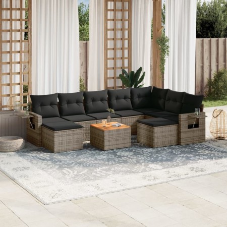 Set de sofás de jardín 10 pzas con cojines ratán sintético gris de , Conjuntos de jardín - Ref: Foro24-3257180, Precio: 588,5...