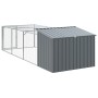 Caseta para perro con corral antracita 153x396x110 cm acero galvanizado en Casetas para perros | Comprar online en Foru.es