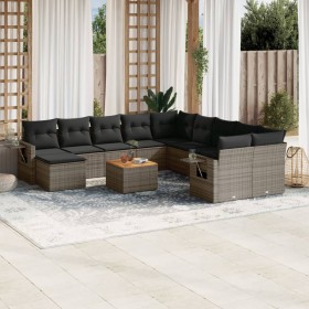 Set de sofás de jardín 14 pzas con cojines ratán sintético gris de , Conjuntos de jardín - Ref: Foro24-3257194, Precio: 738,3...