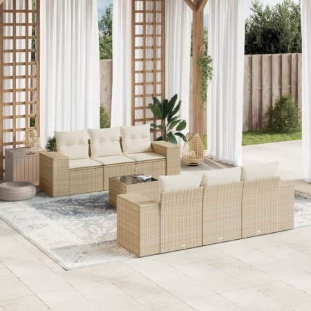 Set sofás de jardín 7 piezas y cojines ratán sintético beige de , Conjuntos de jardín - Ref: Foro24-3254645, Precio: 580,45 €...