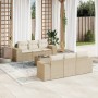 Set sofás de jardín 7 piezas y cojines ratán sintético beige de , Conjuntos de jardín - Ref: Foro24-3254645, Precio: 580,45 €...
