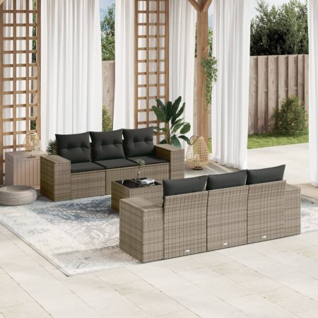 Set de sofás de jardín 7 piezas con cojines ratán PE gris de , Conjuntos de jardín - Ref: Foro24-3254647, Precio: 494,06 €, D...