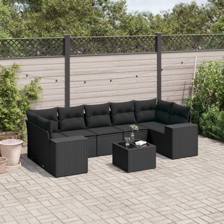 Set de sofás de jardín 8 piezas y cojines ratán sintético negro de , Conjuntos de jardín - Ref: Foro24-3254672, Precio: 534,7...