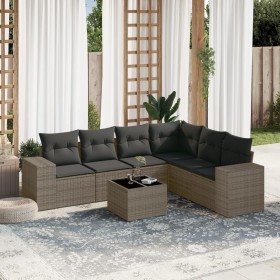 Set de sofás de jardín 7 piezas con cojines ratán PE gris de , Conjuntos de jardín - Ref: Foro24-3254957, Precio: 452,15 €, D...