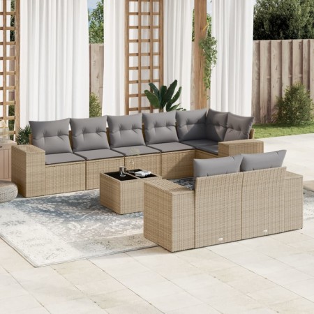 Set de sofás de jardín 9 pzas con cojines ratán sintético beige de , Conjuntos de jardín - Ref: Foro24-3255166, Precio: 647,9...