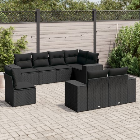 Set de sofás de jardín 8 piezas y cojines ratán sintético negro de , Conjuntos de jardín - Ref: Foro24-3255172, Precio: 594,4...