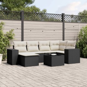 Set de comedor de jardín 7 pzas y cojines ratán sintético negro de , Conjuntos de jardín - Ref: Foro24-3255203, Precio: 434,1...