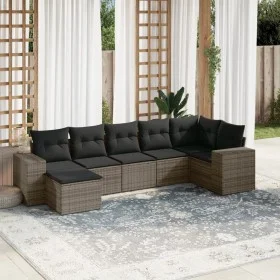 Set de sofás de jardín 7 piezas con cojines ratán PE gris de , Conjuntos de jardín - Ref: Foro24-3255217, Precio: 447,57 €, D...