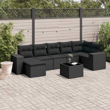 Set de sofás de jardín 8 piezas y cojines ratán sintético negro de , Conjuntos de jardín - Ref: Foro24-3255222, Precio: 512,3...