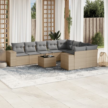 Juego de sofás jardín con cojines beige 10 pzas ratán sintético de , Conjuntos de jardín - Ref: Foro24-3255386, Precio: 677,9...