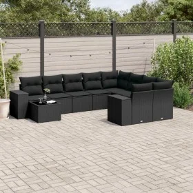 Set de sofás de jardín 10 pzas cojines ratán sintético negro de , Conjuntos de jardín - Ref: Foro24-3255392, Precio: 655,82 €...