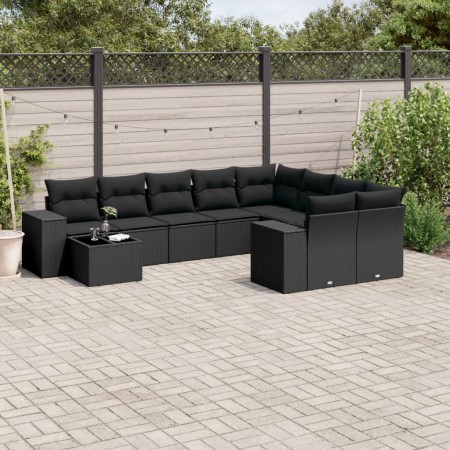Set de sofás de jardín 10 pzas cojines ratán sintético negro de , Conjuntos de jardín - Ref: Foro24-3255392, Precio: 668,73 €...