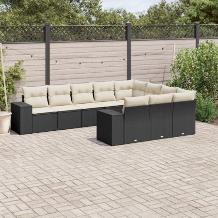 Set de sofás de jardín 10 pzas cojines ratán sintético negro de , Conjuntos de jardín - Ref: Foro24-3255423, Precio: 603,09 €...