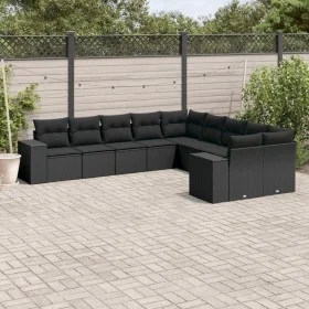 Set de sofás de jardín 10 pzas cojines ratán sintético negro de , Conjuntos de jardín - Ref: Foro24-3255442, Precio: 636,17 €...