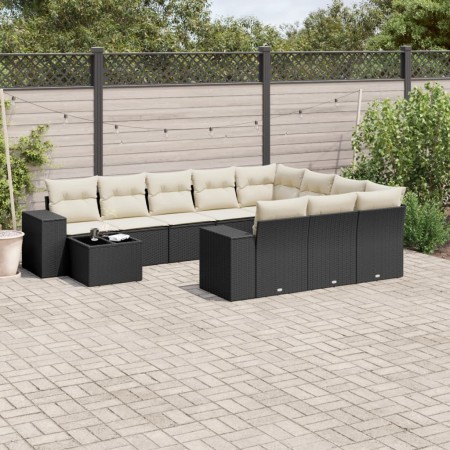 Set de sofás de jardín 11 pzas y cojines ratán sintético negro de , Conjuntos de jardín - Ref: Foro24-3255463, Precio: 655,49...