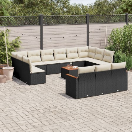 Set sofás de jardín 14 pzas con cojines ratán sintético negro de , Conjuntos de jardín - Ref: Foro24-3226462, Precio: 774,07 ...