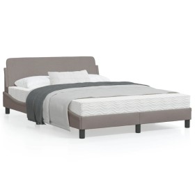 Estructura de cama con cabecero de tela gris taupe 140x200 cm de , Camas y somieres - Ref: Foro24-373189, Precio: 167,84 €, D...