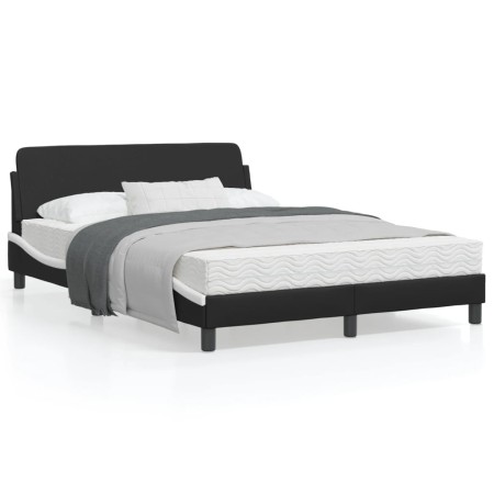 Estructura cama cabecero cuero sintético negro blanco 120x200cm de , Camas y somieres - Ref: Foro24-373163, Precio: 168,08 €,...