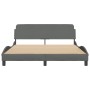 Estructura de cama con cabecero tela gris oscuro 160x200 cm de , Camas y somieres - Ref: Foro24-373206, Precio: 195,56 €, Des...