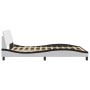 Estructura cama cabecero cuero sintético blanco negro 140x200cm de , Camas y somieres - Ref: Foro24-373204, Precio: 177,94 €,...