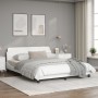 Estructura de cama cabecero cuero sintético blanco 160x200 cm de , Camas y somieres - Ref: Foro24-373219, Precio: 154,32 €, D...