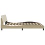 Estructura de cama con cabecero de tela color crema 160x200 cm de , Camas y somieres - Ref: Foro24-373210, Precio: 189,44 €, ...