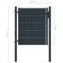 Anthrazitgraues Zauntor aus PVC und Stahl, 100 x 81 cm von vidaXL, Gartentore - Ref: Foro24-145232, Preis: 128,10 €, Rabatt: %