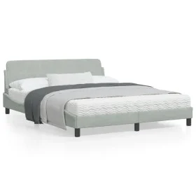 Estructura de cama con cabecero terciopelo gris claro 160x200cm de , Camas y somieres - Ref: Foro24-373212, Precio: 164,91 €,...