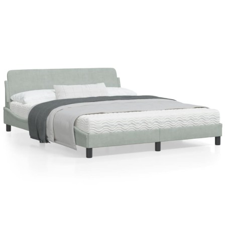 Estructura de cama con cabecero terciopelo gris claro 160x200cm de , Camas y somieres - Ref: Foro24-373212, Precio: 166,98 €,...