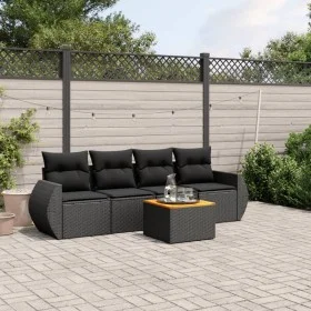 Set de muebles de jardín 5 pzas y cojines ratán sintético negro de , Conjuntos de jardín - Ref: Foro24-3257210, Precio: 317,4...