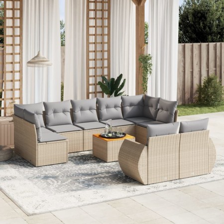 Juego de sofás jardín con cojines beige 10 pzas ratán sintético de , Conjuntos de jardín - Ref: Foro24-3257487, Precio: 664,3...