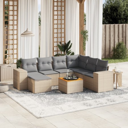 Juego de sofás de jardín con cojines beige 8 pzas ratán PE de , Conjuntos de jardín - Ref: Foro24-3257893, Precio: 508,96 €, ...