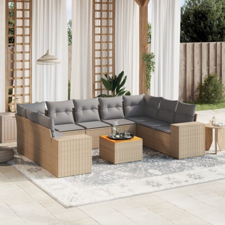 Juego de sofás jardín con cojines beige 10 pzas ratán sintético de , Conjuntos de jardín - Ref: Foro24-3257921, Precio: 674,4...
