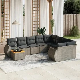 Set de sofás de jardín 10 pzas con cojines ratán sintético gris de , Conjuntos de jardín - Ref: Foro24-3257502, Precio: 615,5...