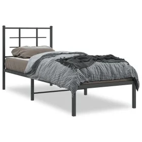 Estructura de cama con cabecero metal negro 80x200 cm de , Camas y somieres - Ref: Foro24-355552, Precio: 68,51 €, Descuento: %