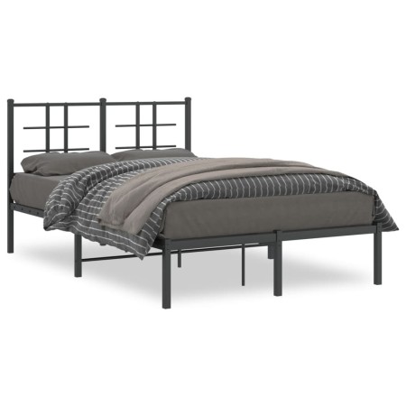 Estructura de cama con cabecero metal negro 120x200 cm de , Camas y somieres - Ref: Foro24-355559, Precio: 98,14 €, Descuento: %