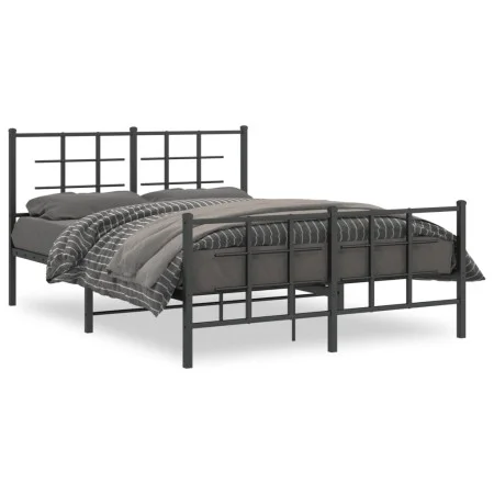Black metal headboard and footboard bed frame 135x190 cm by , Beds and slatted bases - Ref: Foro24-355578, Price: 93,64 €, Di...