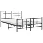 Black metal headboard and footboard bed frame 135x190 cm by , Beds and slatted bases - Ref: Foro24-355578, Price: 93,64 €, Di...