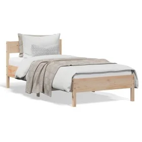 Estructura de cama con cabecero madera maciza pino 90x190 cm de , Camas y somieres - Ref: Foro24-842778, Precio: 81,98 €, Des...