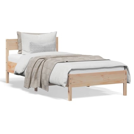 Estructura de cama con cabecero madera maciza pino 90x190 cm de , Camas y somieres - Ref: Foro24-842778, Precio: 85,08 €, Des...